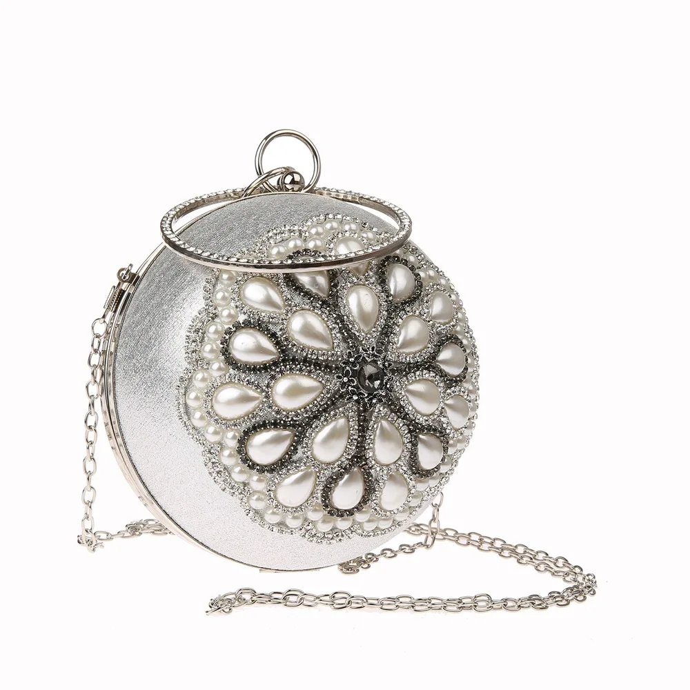 Женская вечерняя сумка с кристаллами металлическая кошелек и бриллиантами