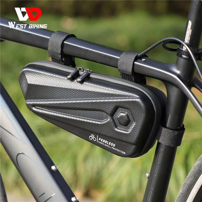 

WEST BIKING Bicycle Triangle Hard Shell Bag Ultralight Rainproof Carbon Fiber Pattern Double Zippers MTB Road Bike Accessories