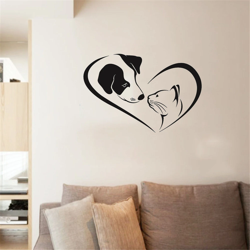 

Fashion Pets Grooming Wall Decals lovely Dog Cat Friendly Veterinary Vinyl Wall Stickers Creatives Self-adhesive PH18