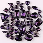 Набор серебряных когтей, 50 шт.пакет, форма, Микс, аметист, стекло, кристаллы, пришитые Стразы, свадебные модельные туфли, сумка, сделай сам, отделка