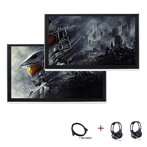 YAZH, 11,6 дюймов, 2 шт., автомобильный Android 9,0, подголовник, монитор, 1920*1080 HD, aux, fm-передатчик, автомобильный bluetooth, поддержка HDMI, вход, USB, SD карта - Цвет: 2X2HeadsetX1.0 HDMI