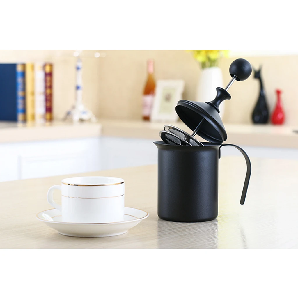 1 шт Кофе Чай двойной слой фильтр ручной насос вспениватель молока Frother 400 мл/800 мл |