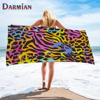darmian new colorful leopard pattern breathable quick drying bath towel summer beach bathrobe travel swimming sport yoga towels