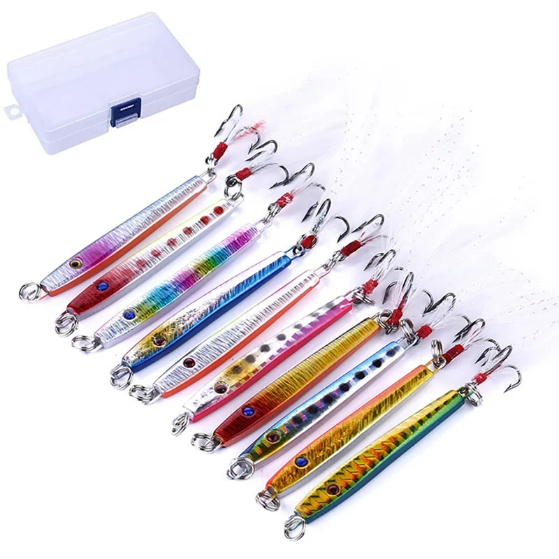 

10pcs/set Artificial Bait Reusable Colorful Casting Jig Lure Jigging Ocean Boat Fishing Accessories 5.7cm/10.9g