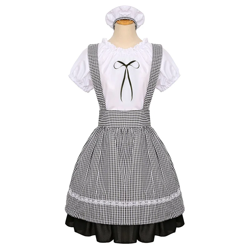 Maid Outfits Anime Black White Plaid Maid Costume Cosplay Dress Lolita Dress Sweet Maid Costume Role Play Uniform For Women