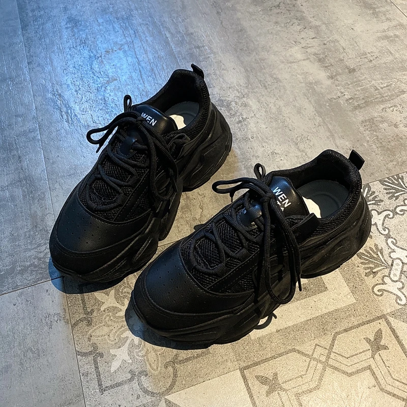 

DLEK Fashion Chunky Sneakers Women Lace-Up Light Breathable Mesh PU Leather Spring Summer High Quality Platform Dad Sneakers