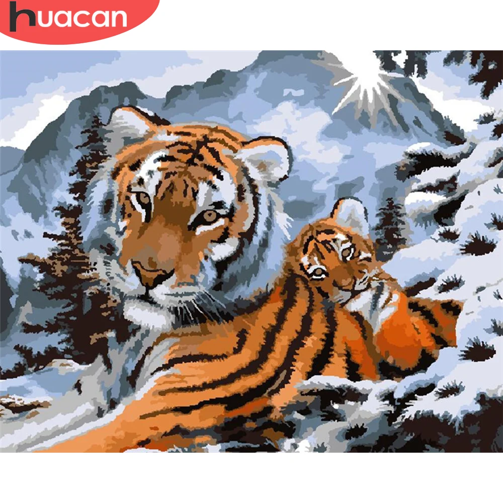 

HUACAN краска по номеру Тигр ручная краска ed краска ing Art подарок DIY картинки по номерам Рисование животных на холсте наборы домашний декор