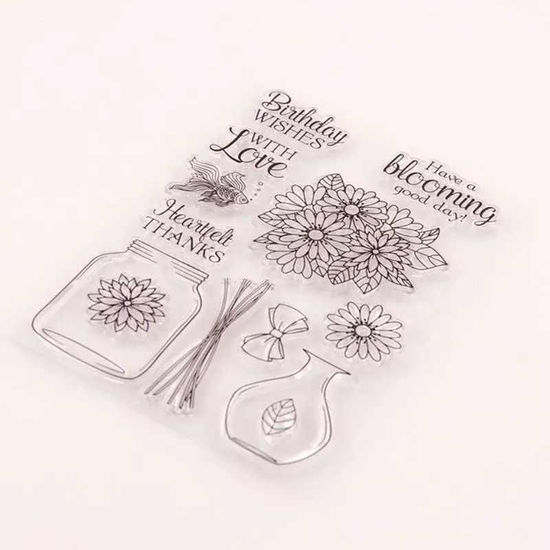 

Flower Vase Seal Stamp with Cutting Dies Stencil Set DIY Scrapbooking Embossing
