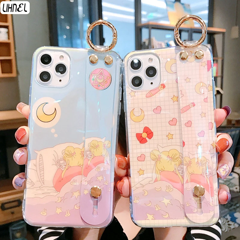 Милая девушка Сейлор Мун наручный ремешок ручной чехол для iPhone11 Pro Max 6 7 8Plus X XS XR Etui
