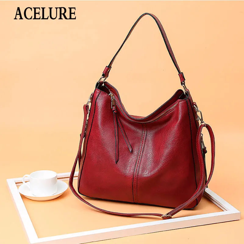 

ACELURE New Fashion High Capacity Women Handbags Solid Soft PU Leather Large Shoulder Messenger Bags Ladies Tote DropShipping