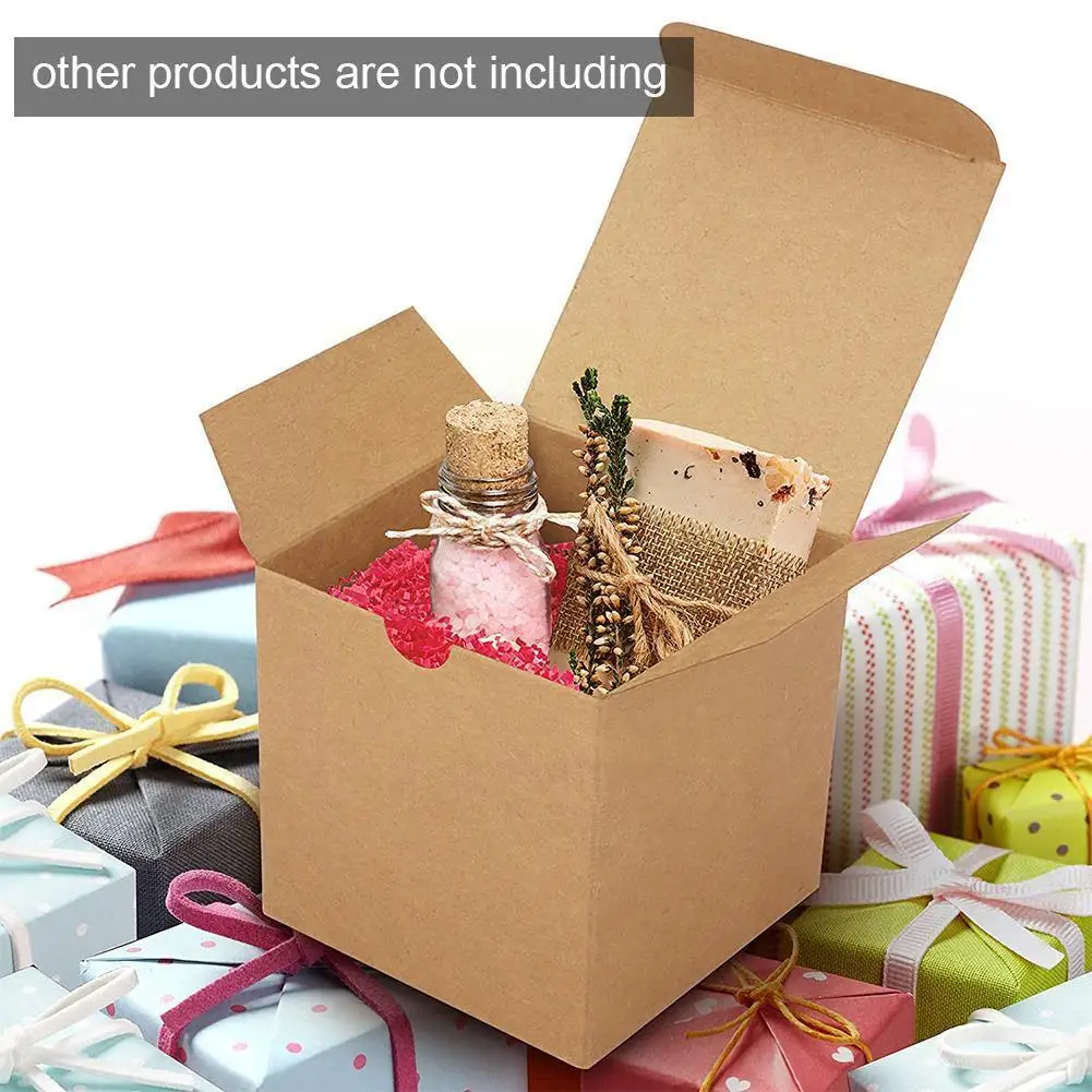 

Multi-size Kraft Paper Empty Box Square Cosmetic Gift Box Box Party Food Wedding Packaging G1D0