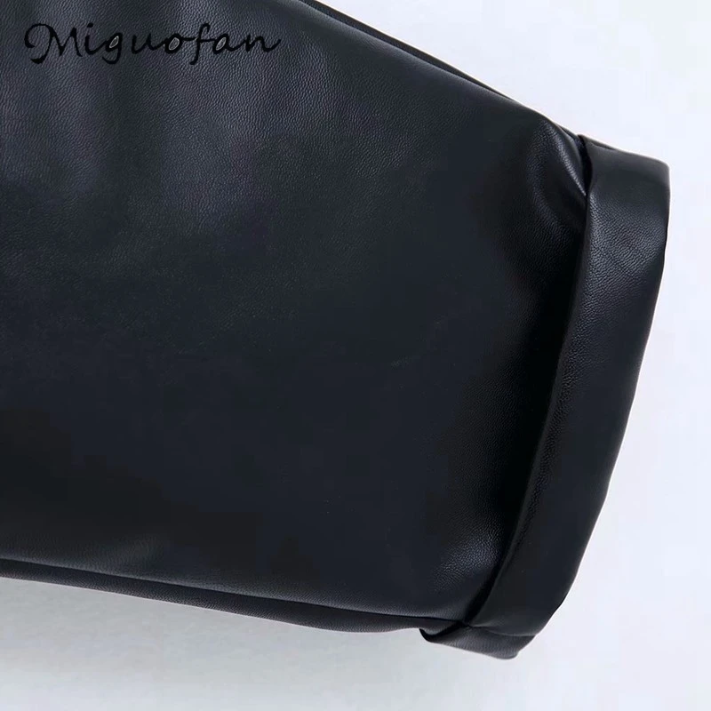 Женские брюки из искусственной кожи Miguofan свободные с эластичной высокой талией и