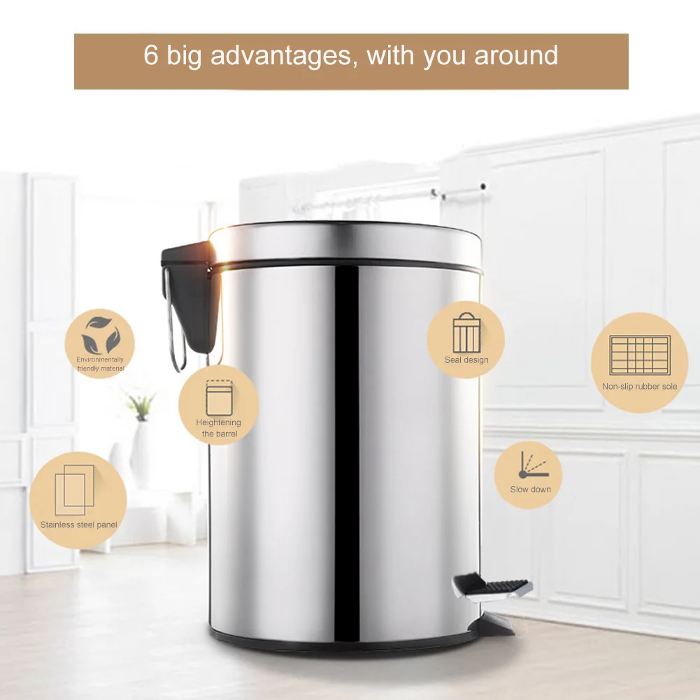 Горячий круглый мусорный бак из нержавеющей стали контейнер для мусора корзина