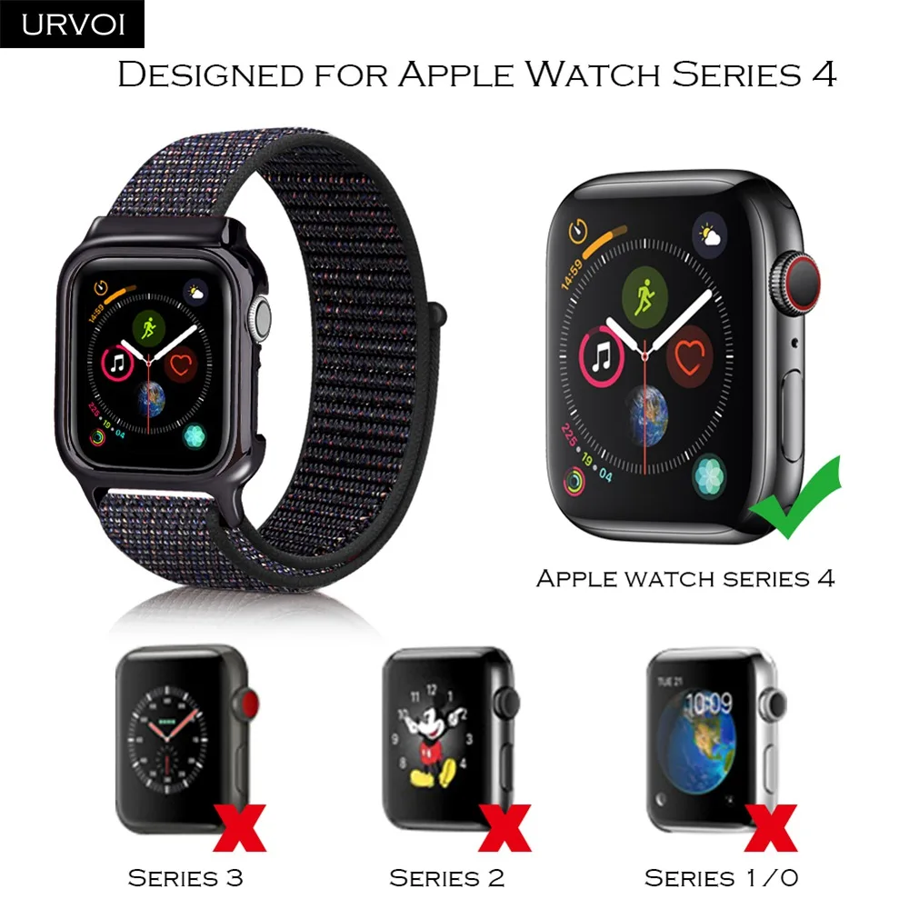 URVOI Спортивная петля для ремешка Apple Watch 4 + чехол 40 44 мм рефлективная полоса iWatch с покрытием из плетеного нейлона, дышащая.