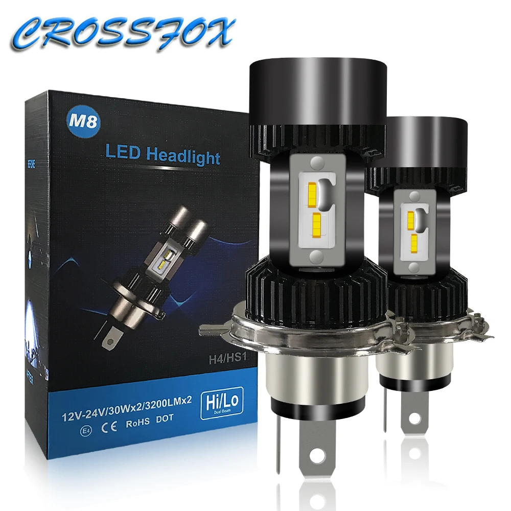 1 шт. Универсальные светодиодные фары H4 для мотоцикла лампы супер яркие 6000K