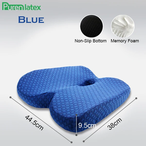 Blue1Piece PurenLatex Memory Foam медленный отскок давления Ортопедическая подушка cockyx автокресло предотвращает геморрой лечения подушки на стул - Цвет: Blue1Piece