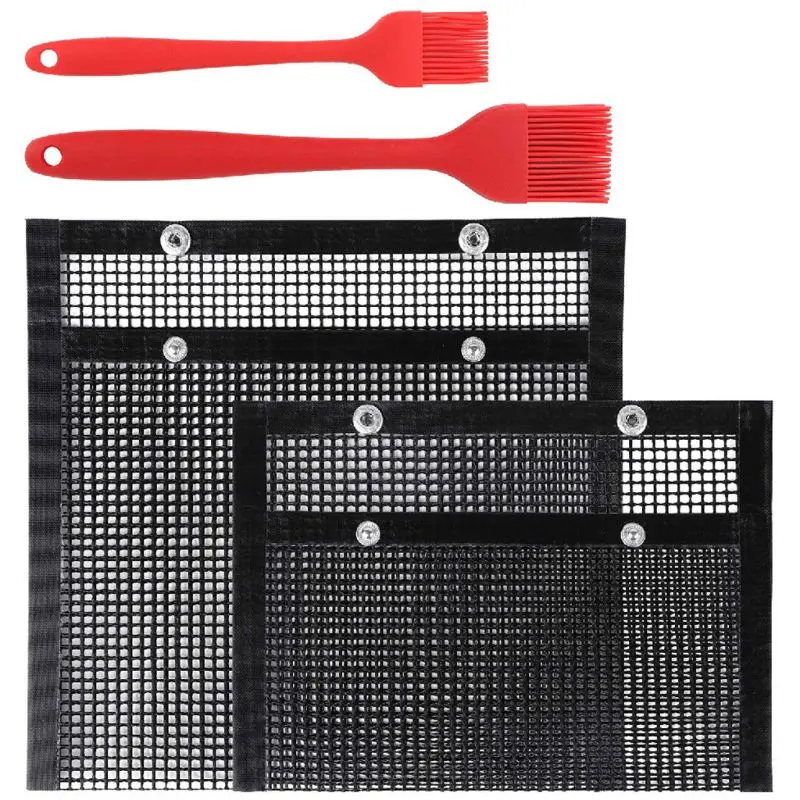 Многоразовые антипригарные барбекю гриль мешок сетки с 2 шт Силиконовые кисти