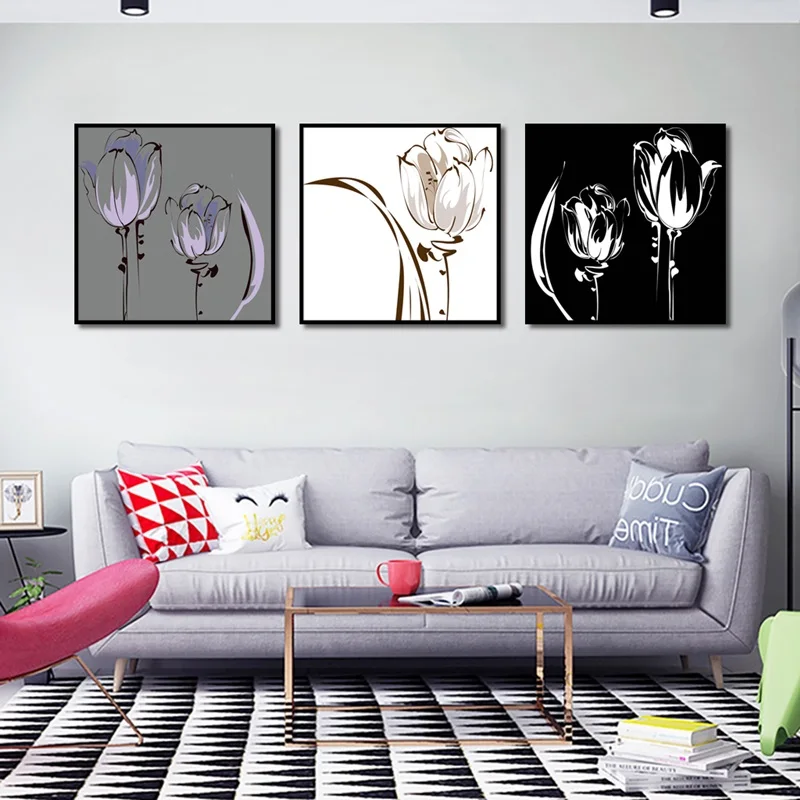 Золотая Серебряная фиолетовая Роза декоративные картины на холсте Абстрактная