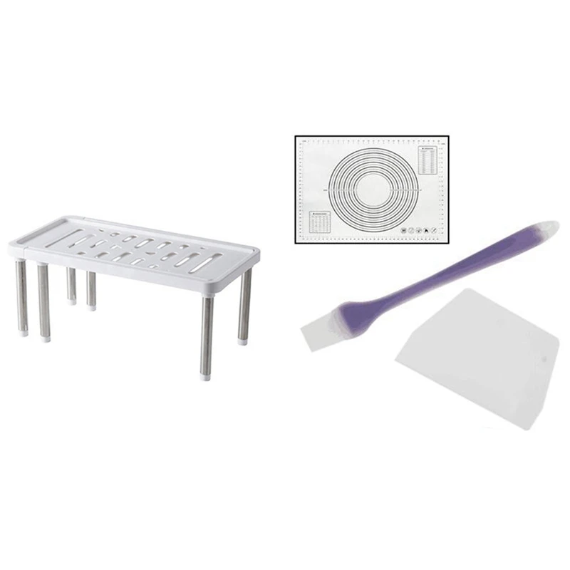 1x домашняя фотополка белая и 1 набор силиконовых ковриков для выпечки со шкалой