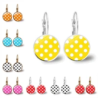8 color wave point round glass cabochon earrings jewelry fashion earrings womens gift