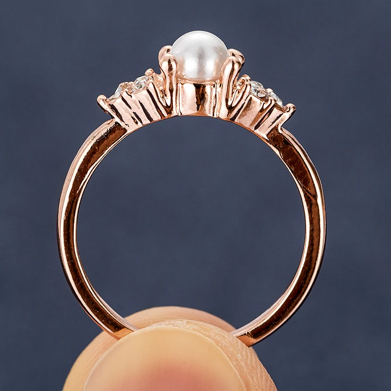Обручальное кольцо с жемчугом креативное розовое золото кластер женское Ретро