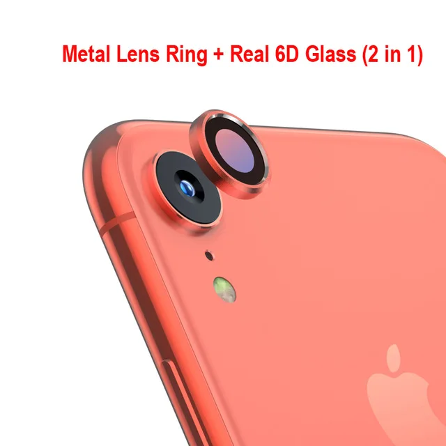 2 in 1 orange Камера металлическое кольцо Стекло протектор для iphone XR закаленные линзы пленка+ задняя крышка чехол Защита экрана для iphone XR аксессуары - Цвет: 2 in 1 orange