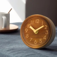 creative solid wood alarm clock fashion wooden needle mute small table clock log clock