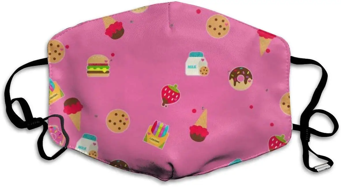 

Pink Ice Cream Anti Dust Half Face Mouth Mask, Unisex Cotton Warm Fashion Adjustable Washable Mask