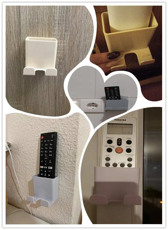 Wall Mounted Tv Remote Control Holder Air Conditioner Storage Case Mobile Phone Plug Rack Stand Container Shelf 7 | Дом и сад