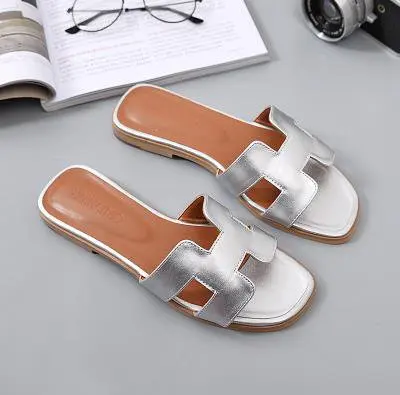 

2021 new slippers women's summer fashion wear outdoor flat-bottomed H-shaped sandals and slippers women
