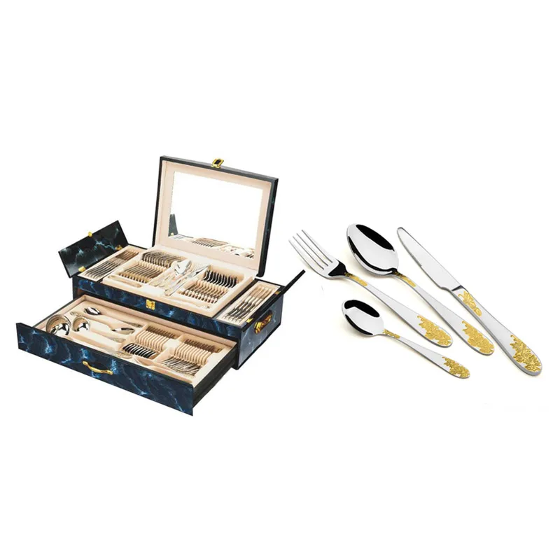 72 шт. столовые приборы из нержавеющей стали Ложка Вилка Нож палочки для еды