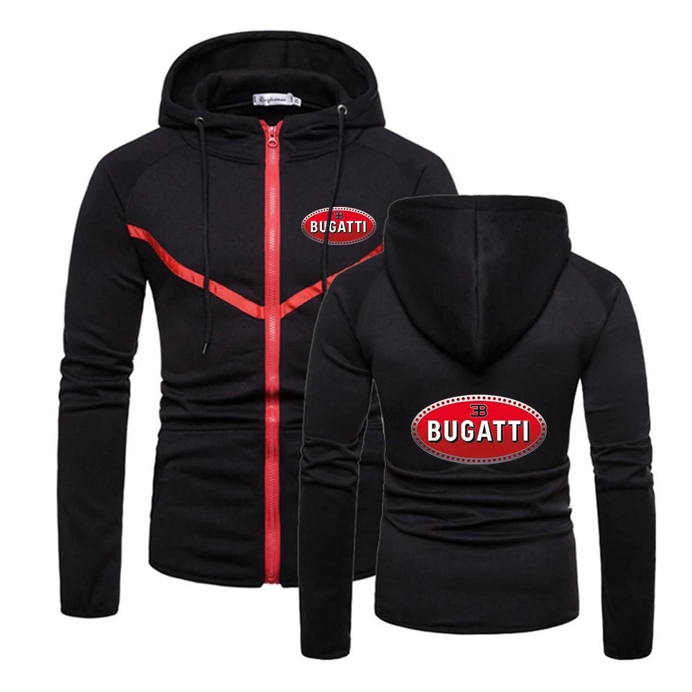 

New 2021 Bugatti Car Logo Fitness Zipper Quality Comfortable Wild Styles Muscle Sportswear Hoodies Sweatshirts