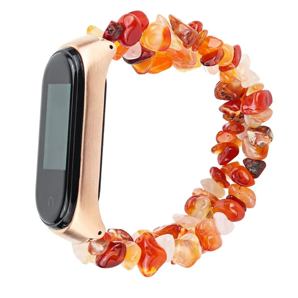 Натуральный камень ручной работы эластичный ремешок с металлическим защитным