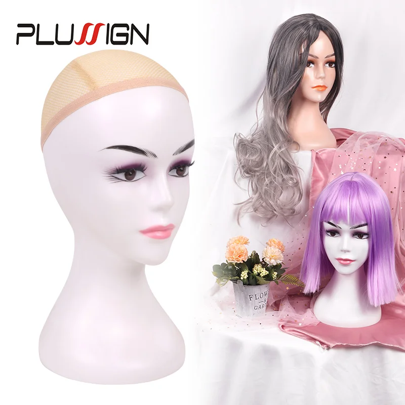 Plussign Mannequin Head Stand For Wigs 22Inch 37Cm Height Wig Heads For Display Short Wigs Salon Hair Tools Female Modle Head
