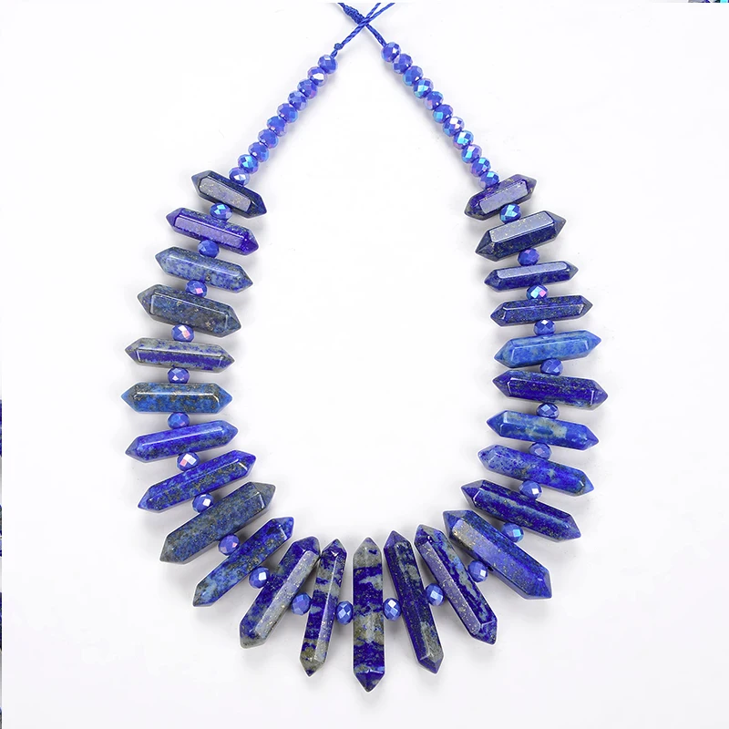 

8-12 X 20-45mm Hexagonal Natural Lapis beads Pendant Healing Crystal Beads Strands For Jewelry DIY Bracelet Necklace