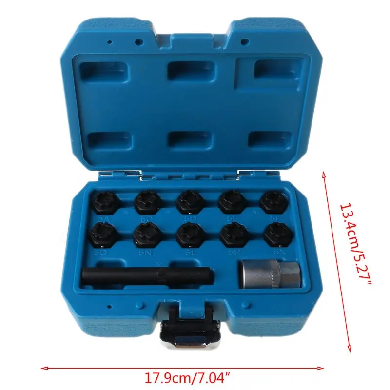 

2021 New 12pcs Auto Wheel Nut Lock Key Screws Socket Set Anti-theft Removal Tool