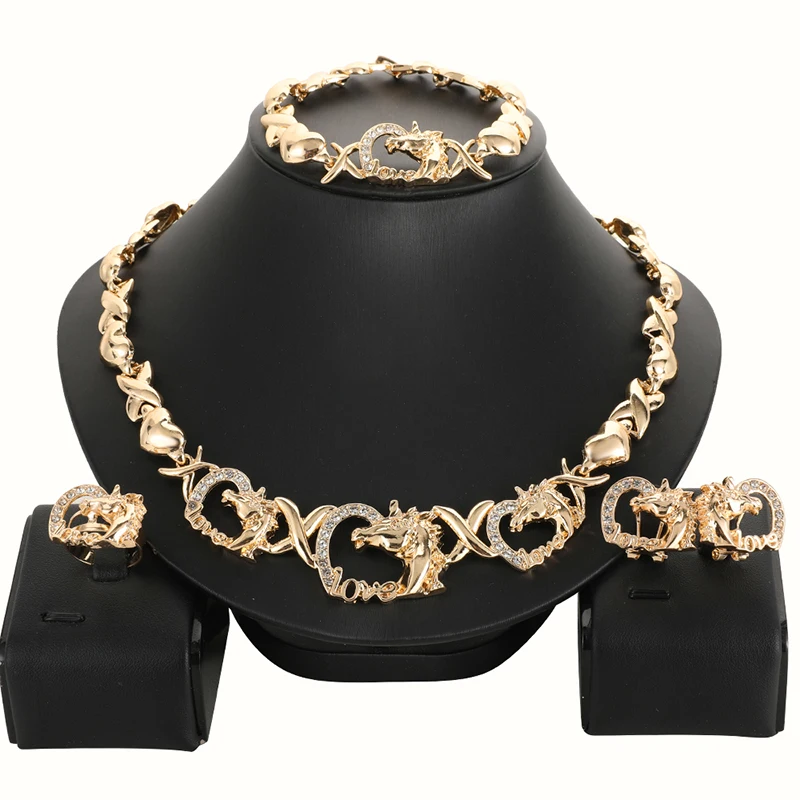 Новейшие африканские наборы ювелирных изделий XO позолоченные ожерелья в форме