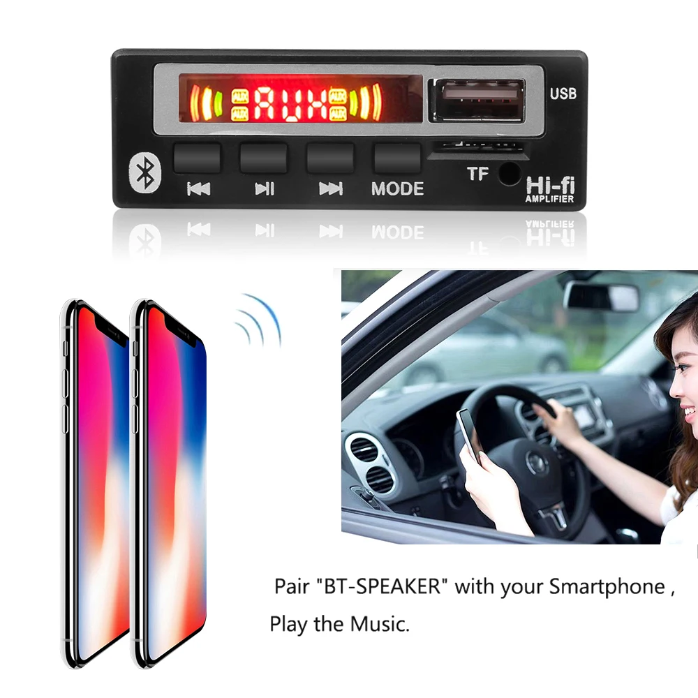 Kebidu беспроводной Bluetooth 5 0 в 12 В MP3 WMA WAV декодер плата аудио модуль цветной экран USB TF