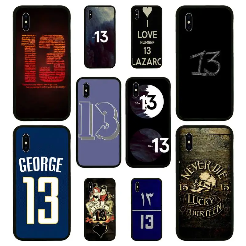 

Lucky Number 13 Phone Case For iphone 7 8 plus x xr xs 11 12 mini pro max black soft nax fundas cover