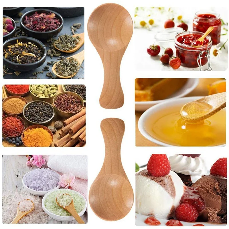 

Small Wooden Spoons Mini Tasting Spoons Condiments Salt Spoons for Kitchen Cooking Seasoning Oil Coffee Tea Sugar 20Pcs