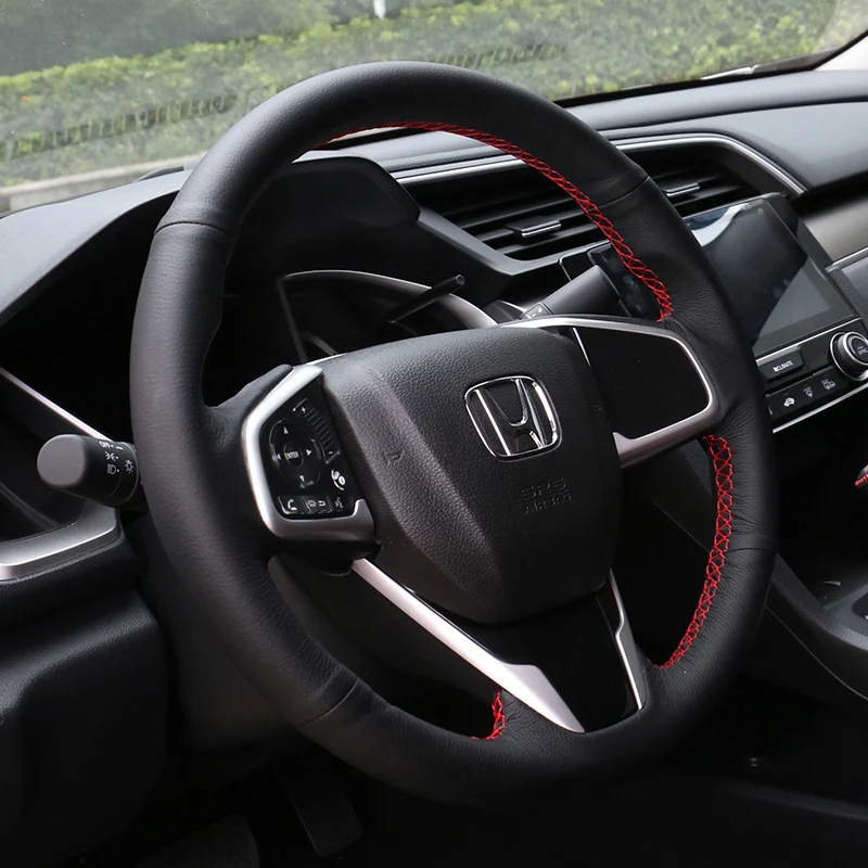 Lsrtw2017 авто-Стайлинг капота кожаное рулевое колесо Крышка для honda civic 10th civic