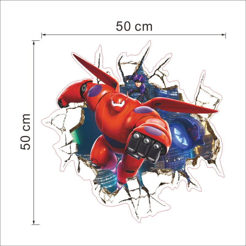 3D мультяшный Большой Герой 6 наклейка на стену для детской комнаты детского сада