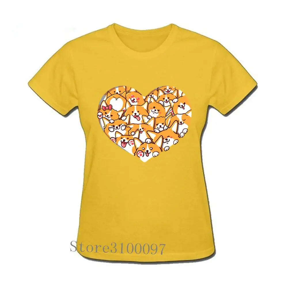 

Corgi in heart Harajuku Funny Cartoon T Shirt Women White Pink Ullzang Kawaii T-shirt Cute 90s Tshirt Fashion Top Tees Female