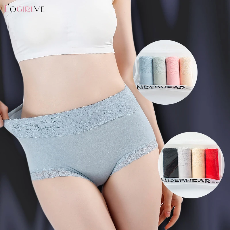 

Logirlve 4pcs/lots Seamless Cotton Sexy Underwear Women Intimates Briefs Plus Size Lingerie Mid-Rise Silky Panties Underpant