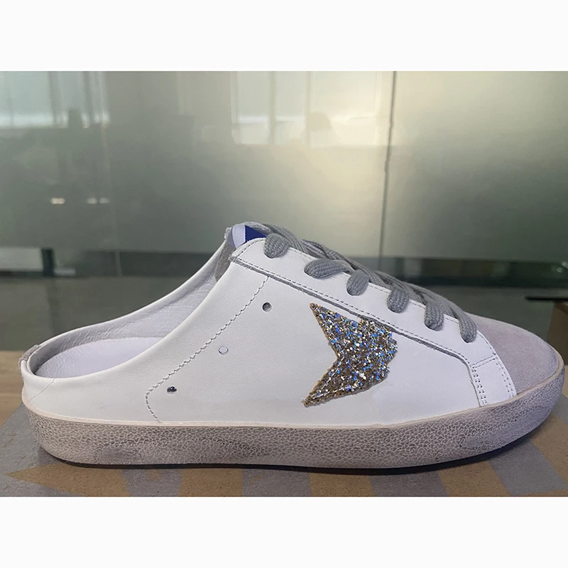 

Four Seasons New First Layer Cowhide Distressed Small Dirty Children's Shoes Half Drag One Pedal Parent-child Casual Shoes ST97