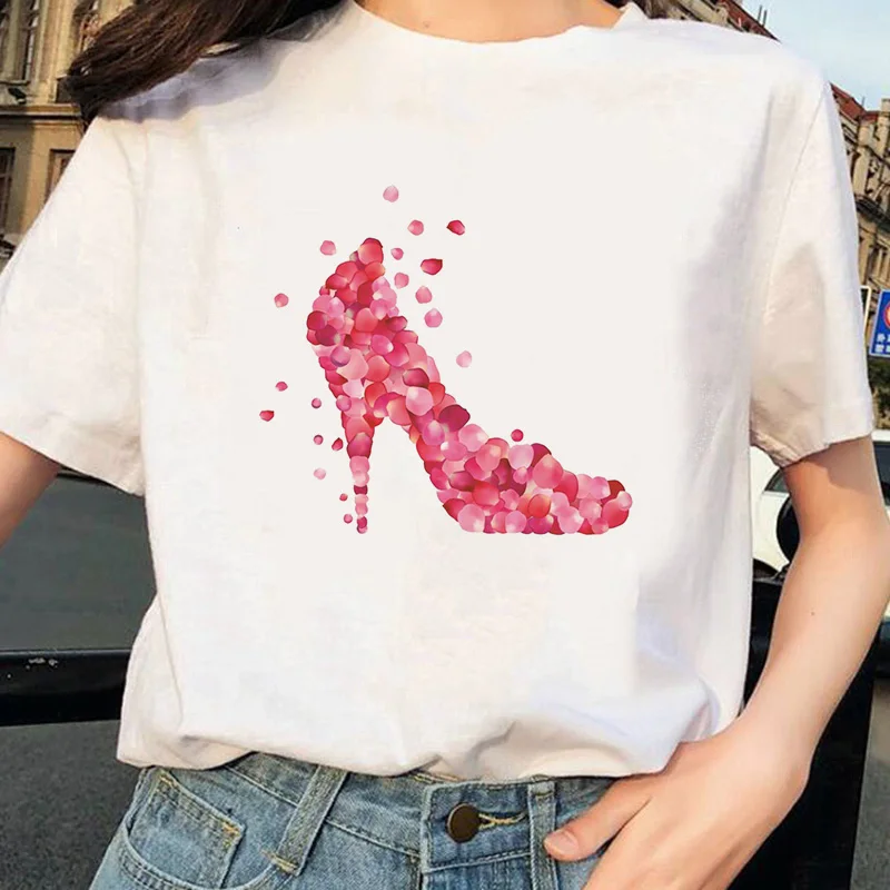 Женские футболки на высоком каблуке с принтом женская одежда Новинка 2020 года