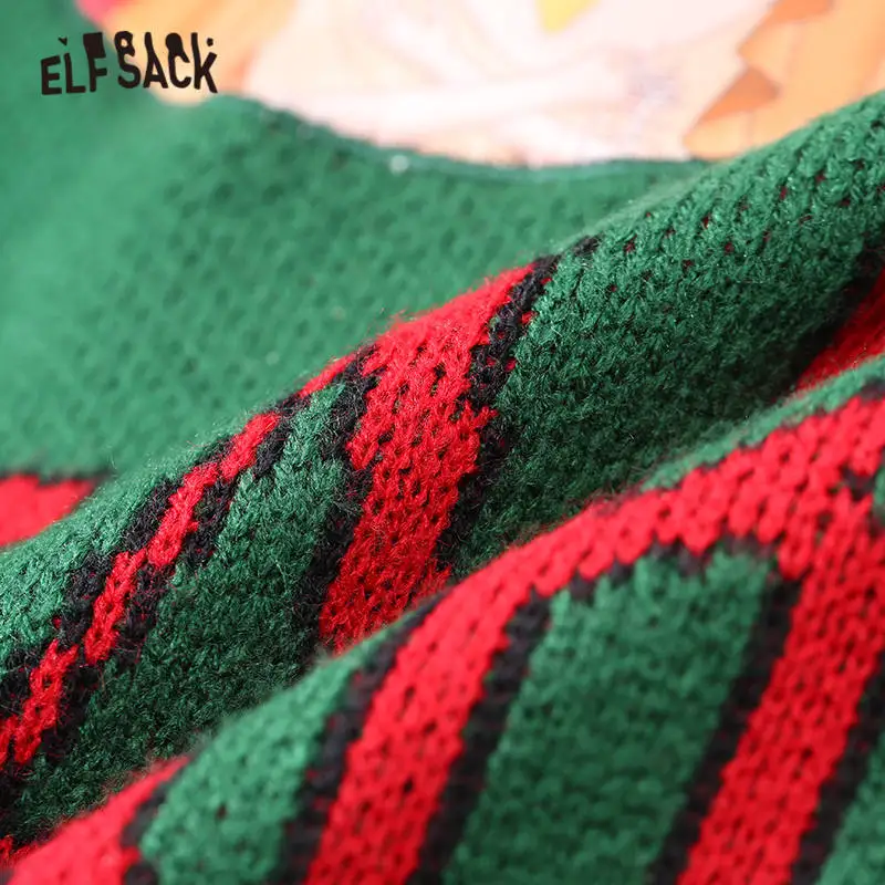 ELFSACK зеленый однотонный Повседневный вязаный кардиган с аппликацией богини