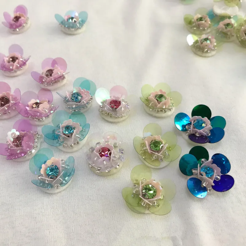 5 шт. вышитая бисером 3D Цветочная заплата с пайетками ручная работа аппликация