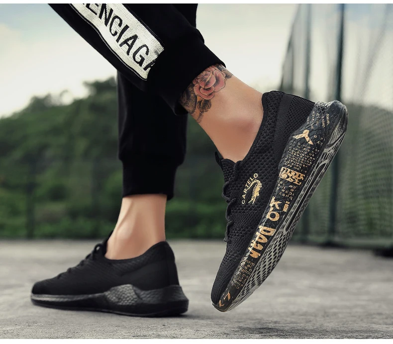CARTELO men's shoes fashion trend simple and light comfortable shoes breathable flying woven Korean sports casual shoes men