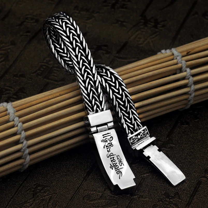 Браслет-цепочка мужской из серебра 925 пробы шириной 11 мм в стиле ретро панк-рок |